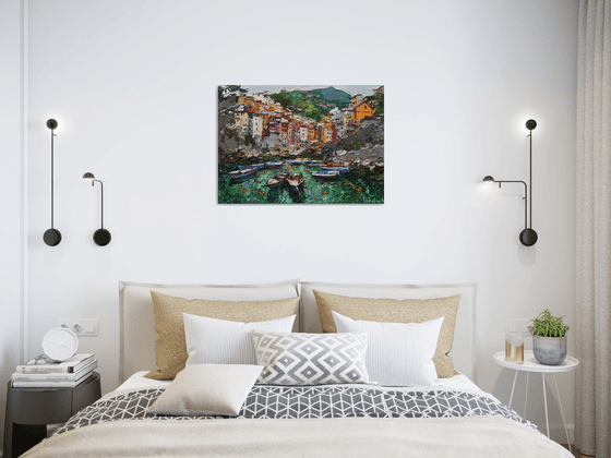 Riomaggiore, Cinque terre - Italian Landscape painting