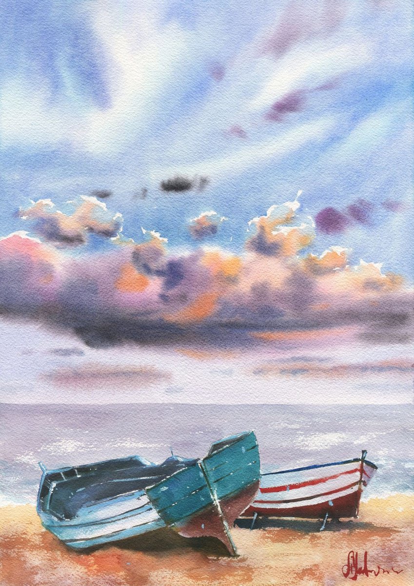 Clouds and boats by Oleksii Iakurin