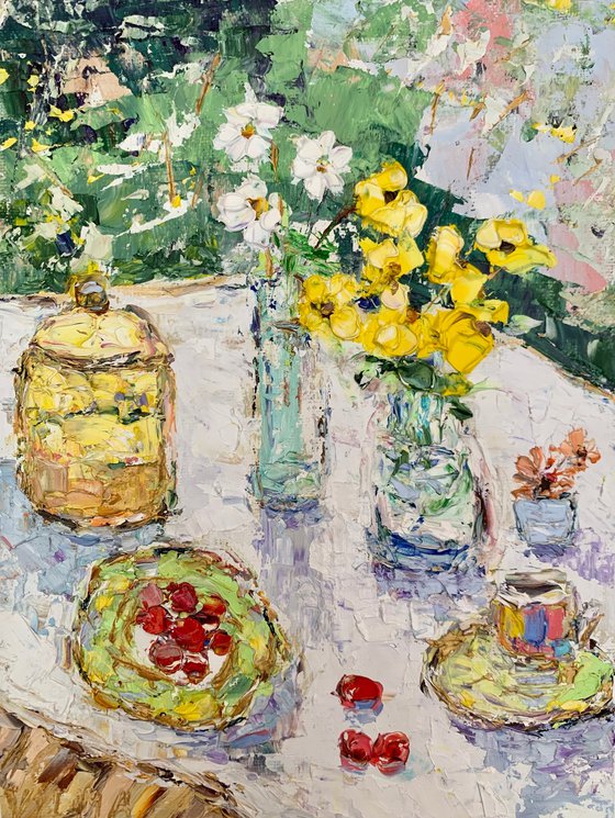 Summer still life with cherries