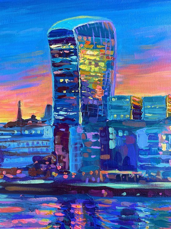 London City Skyline at Sunset