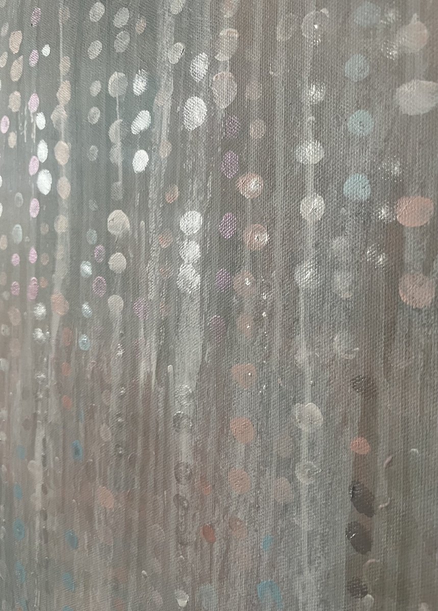 Organic Abstract Acrylic Painting By Maija Nochevnaya, 31 X 39", The Rain That Whispers About, Original Artwork