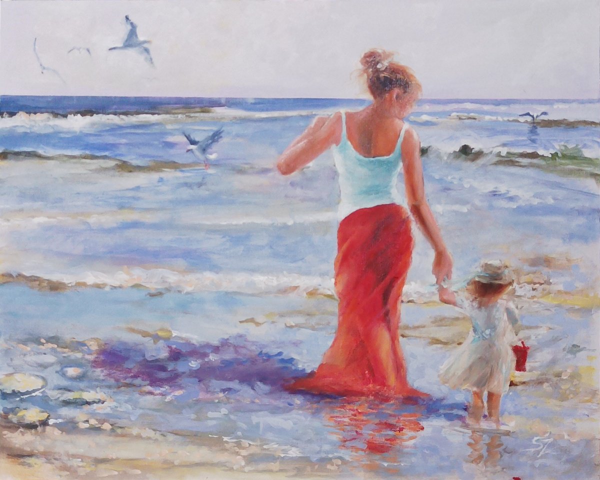 Impressionistic Portrait Oil Painting By Susana Z. Harris, 20 X 16", Happy Days, Original Artwork