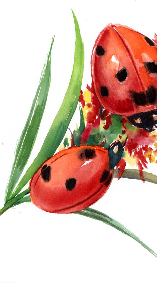 Ladybugs and Flower by Suren Nersisyan