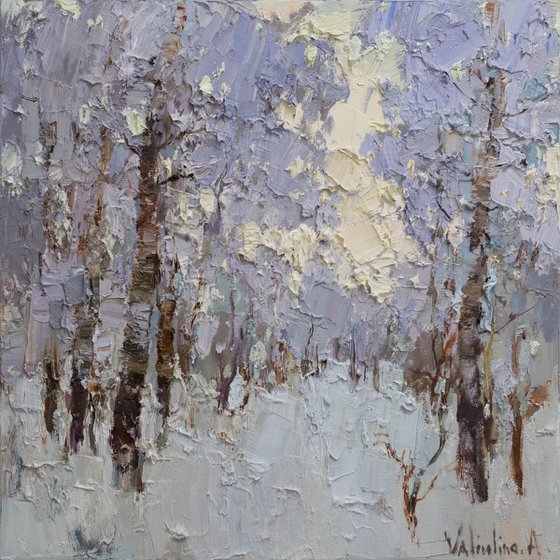 Winter forest - Original oil Landscape painting