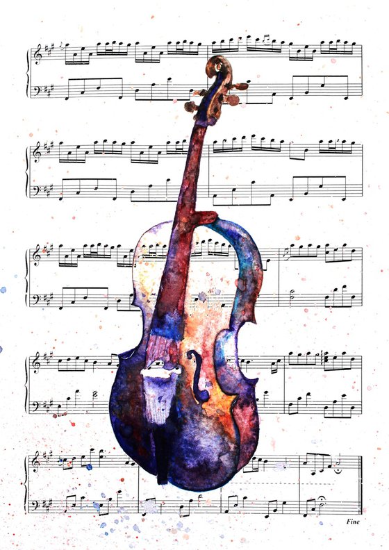 Just play, watercolor on sheet music