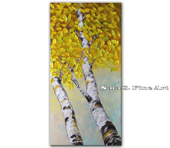 Silver Birches - Large Acrylic Impasto Painting