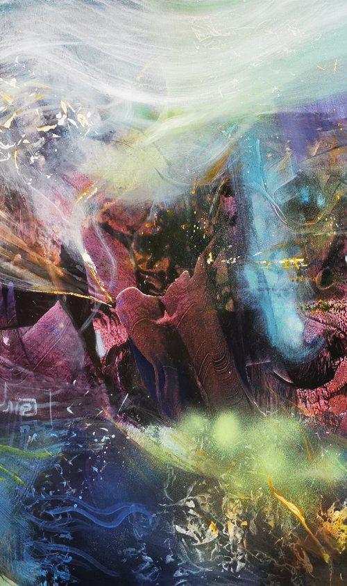Very large beautiful abstract mindscape where the bird are immortal by master O Kloska by Kloska Ovidiu