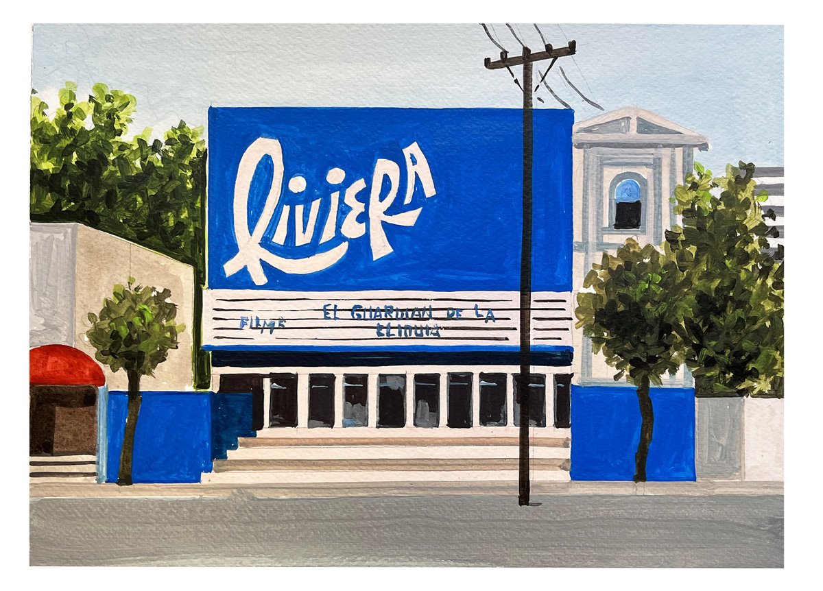 Impressionistic Cityscapes Acrylic Painting By Andre Baldet, 13 X 10, Havana, Movie-Theaters_01, Original Artwork