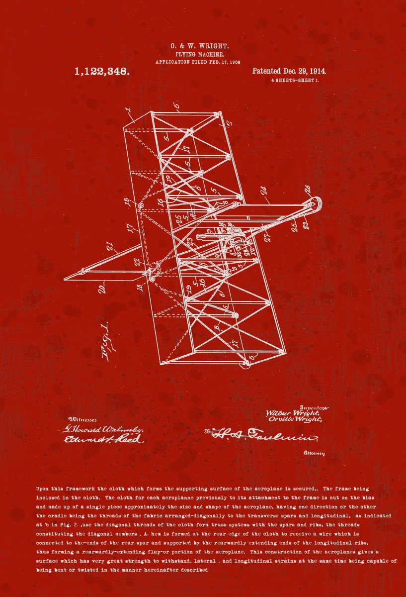Orville Wright Flying Machine Patent 1914 by Marlene Watson