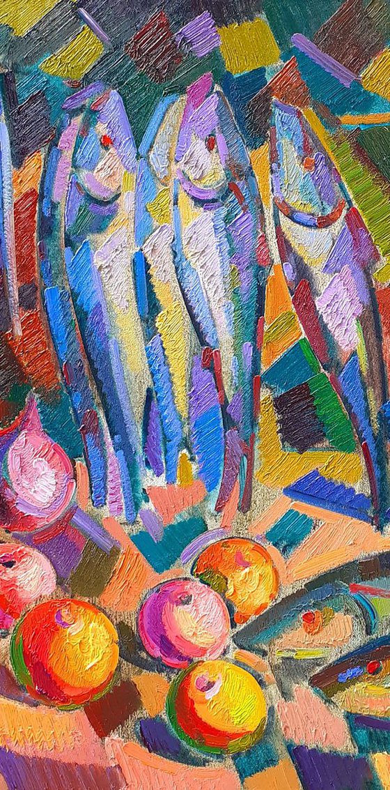 Fish, fruit and wine