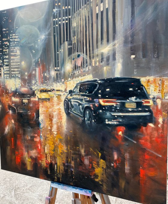 "New York" 100x100 large original oil painting