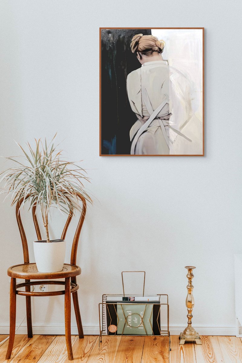 Photorealistic Portrait Oil Painting By Anat Wegier, 20 X 24, Bound In Silence, Original Artwork