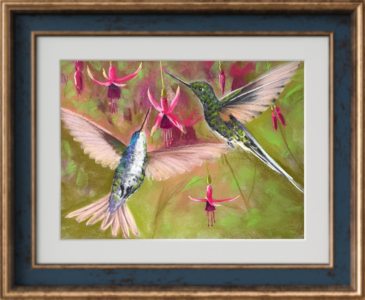 Impressionistic Pastel Drawing , Colibri In Flight. Flying By Yuliia Sharapova, 20 X 16, Artwork For Sale On Artfinder