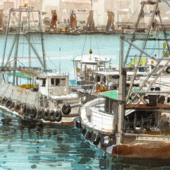 Fishing Port - 30x40cm Watercolor