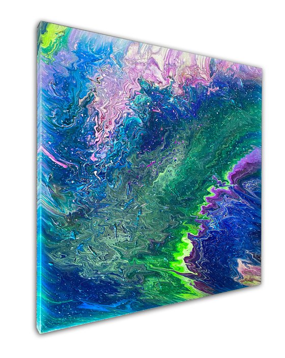 "Good Vibrations" - FREE USA SHIPPING - Original Abstract PMS Fluid Acrylic Painting - 30 x 30 inches