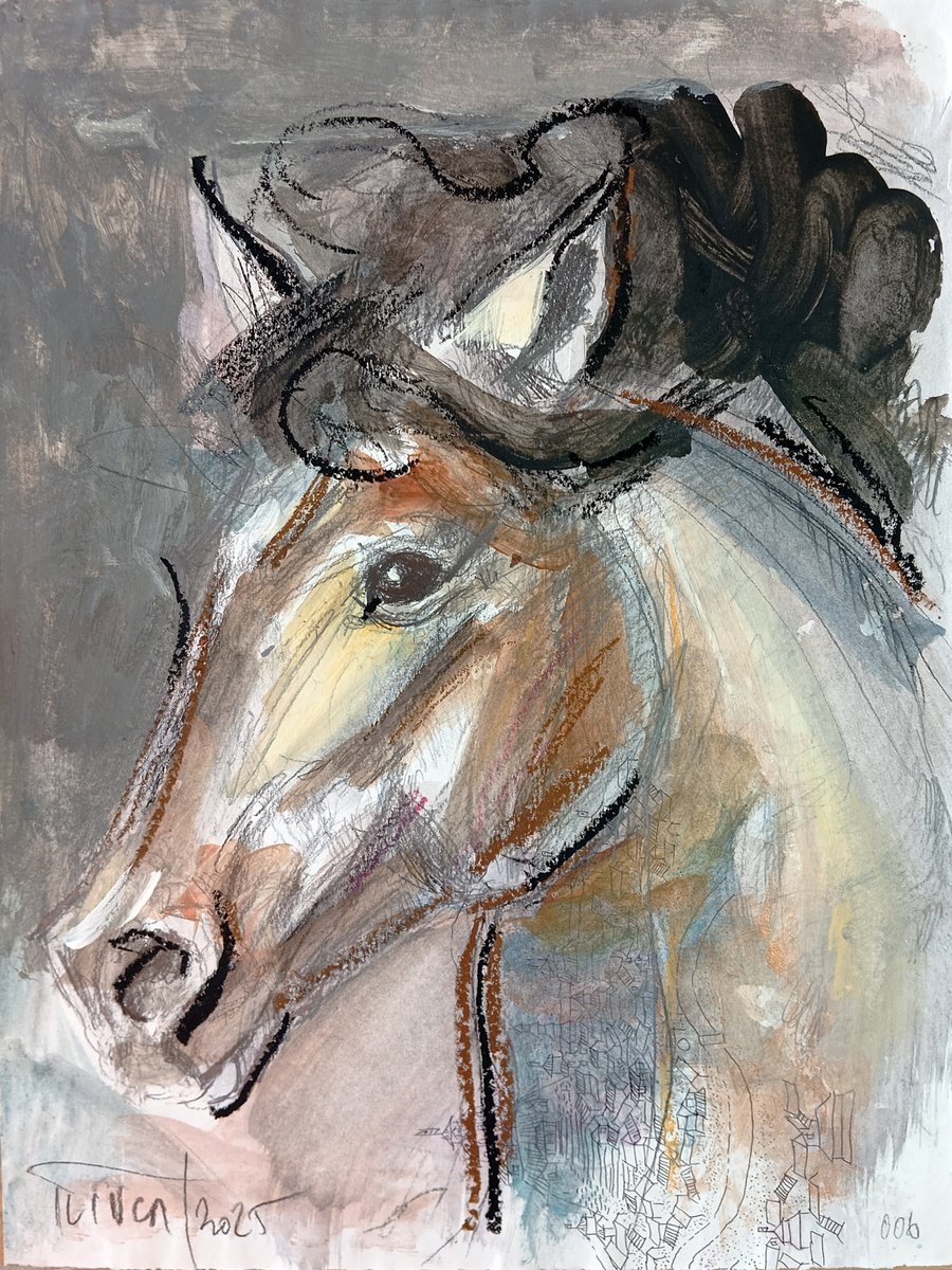 Expressive Animal Painting By Catalin Ilinca, 13 X 17, Silent Power (Study), Original Artwork