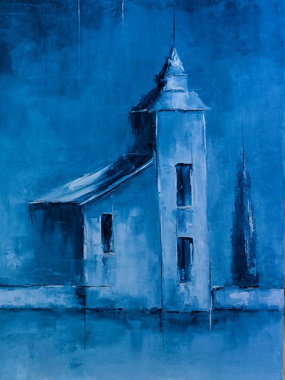 Old church in blue.