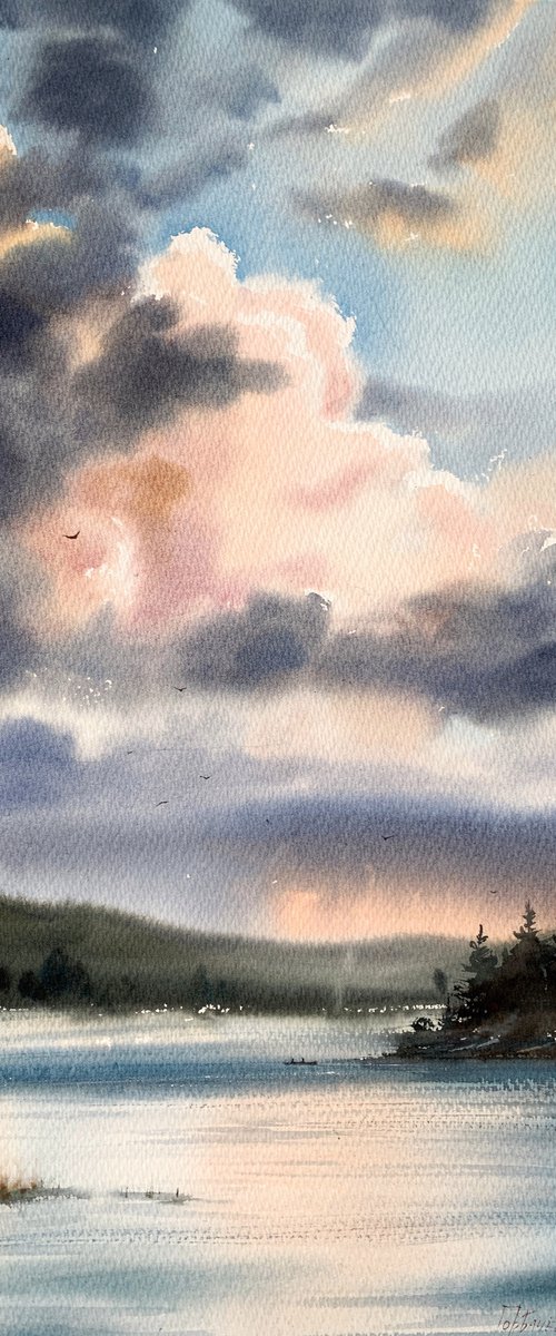 Lake and clouds by Eugenia Gorbacheva