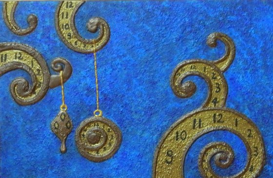 The Illusion of Time - abstract fantasy, steampunk painting; home, office decor; gift idea