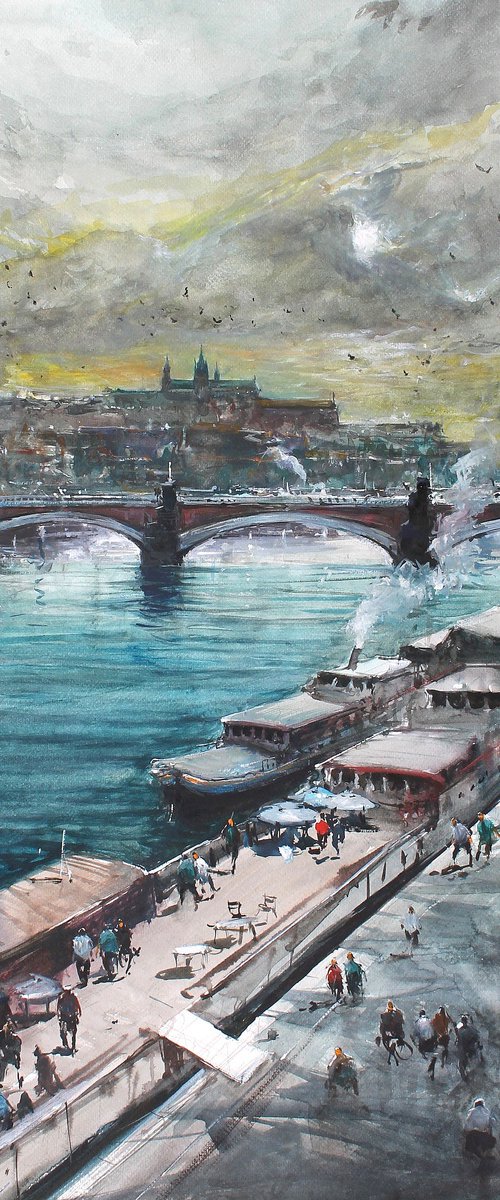 Prague River and Castle by Maximilian Damico
