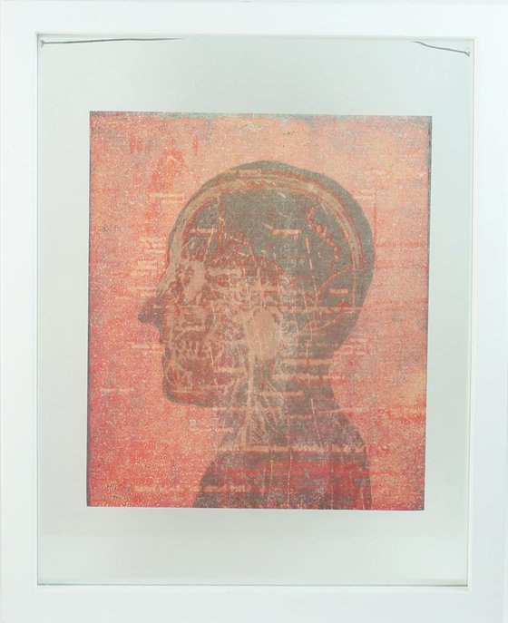 Medial Monoprint / Skull / Framed in a Float Frame