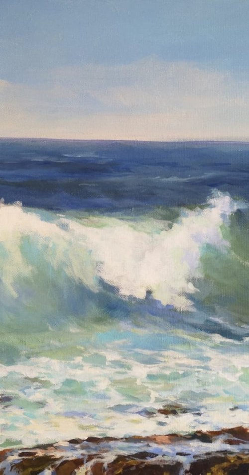 Ocean, original one of a kind acrylic on canvas seascape by Alexander Koltakov