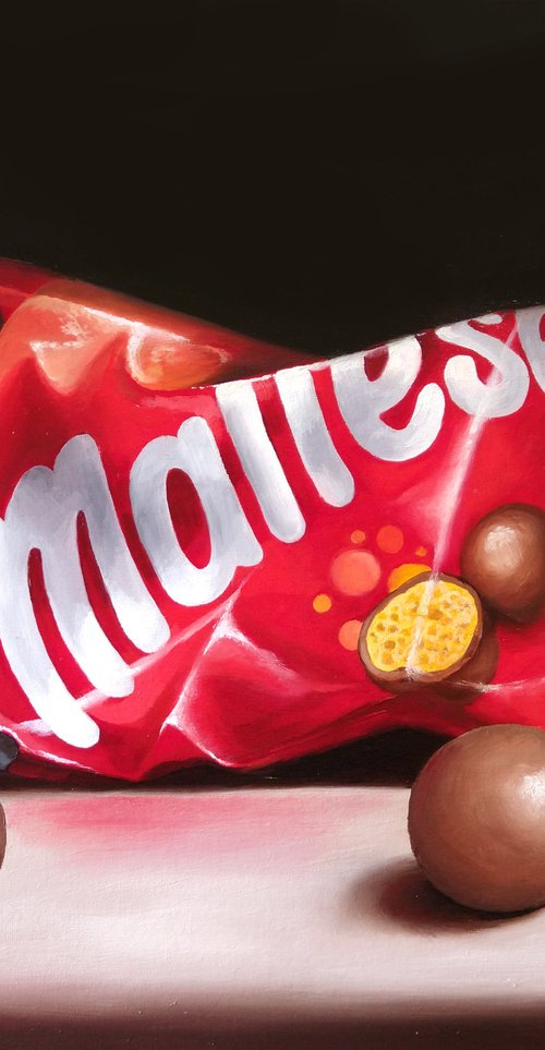 Big Maltesers still life by Jane Palmer Art