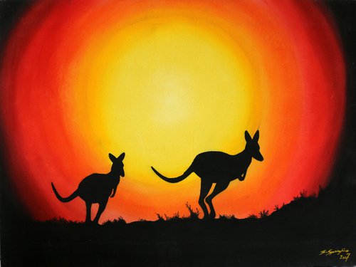 kangaroos at sunset by Sabrina Spreafico