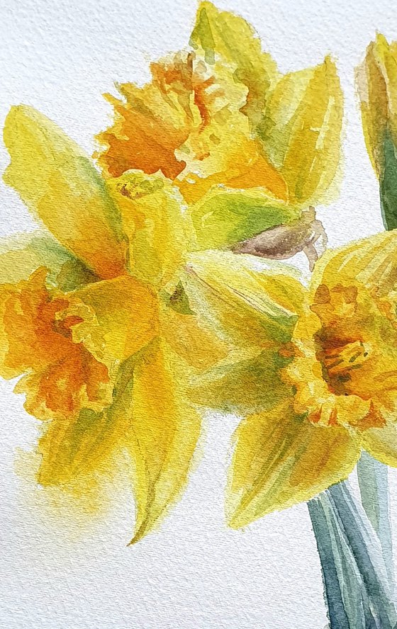 Golden Daffodils in a Chinoiserie Parrot Vase