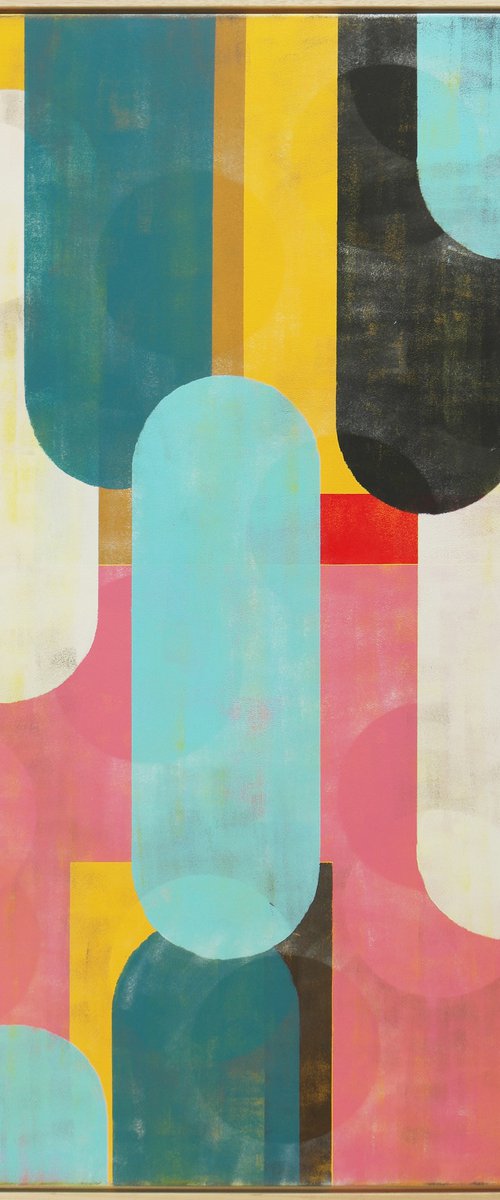 Modern Painting - Incl Frame - Traffic Pink XL 145x95 - Large Abstract Art - 18M by Ronald Hunter