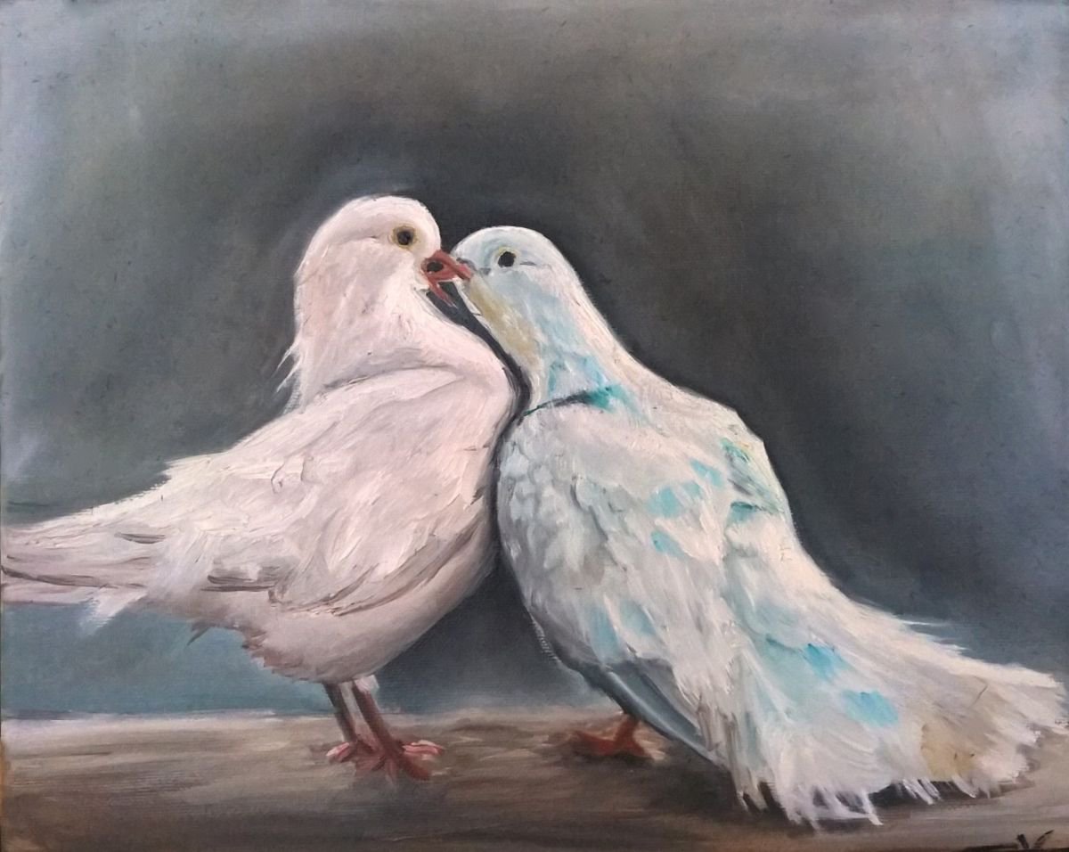 doves Oil painting by Viktória Déri | Artfinder