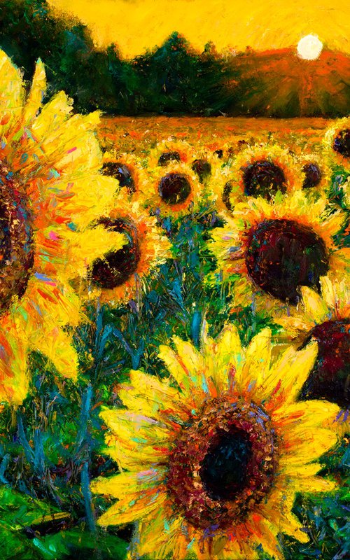 Follow the Sun - Finger Painting by Lorraine McMillan