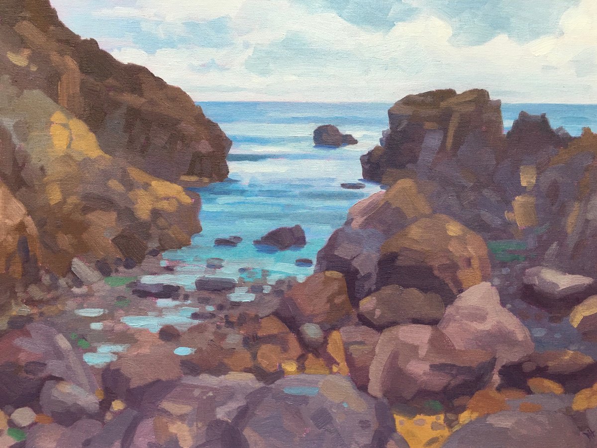 Rocky Inlet at Lydstep Caverns Oil painting by Dawn Harries | Artfinder