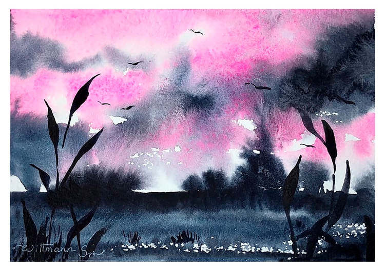 Purple Sky Sunset Textured Paper Bright Lands Artfinder