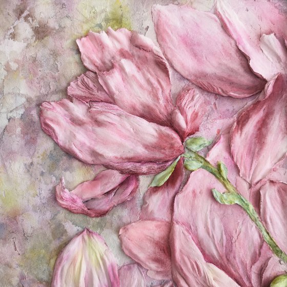 Pink magnolias sculpture painting