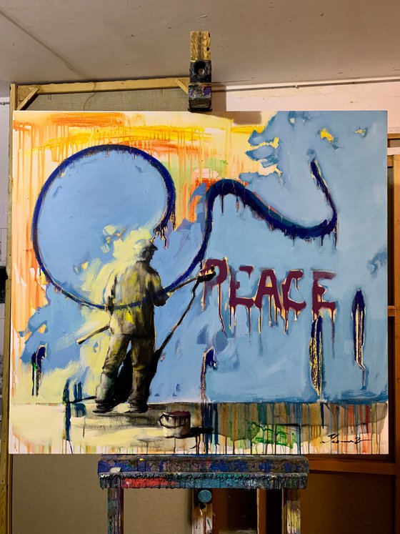 Big bright painting - "PEACE" - Pop art - Urban - Expressionism - 2022