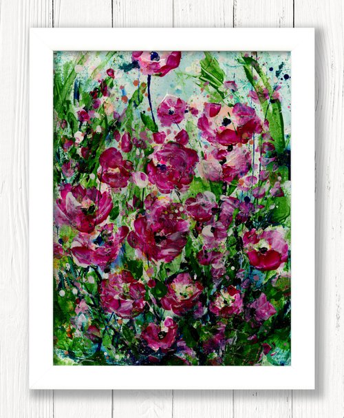 Magenta Field 3 - Framed Floral Painting by Kathy Morton Stanion by Kathy Morton Stanion