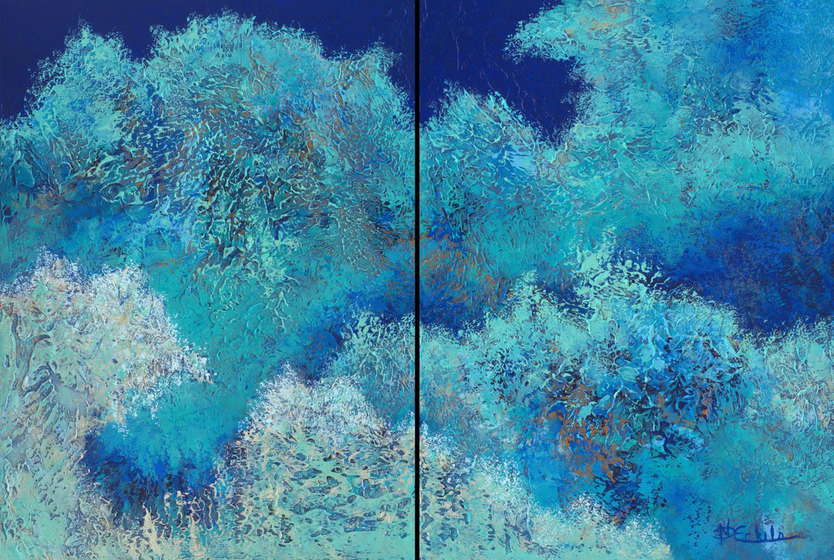 Churning Seas Diptych by Nancy Eckels