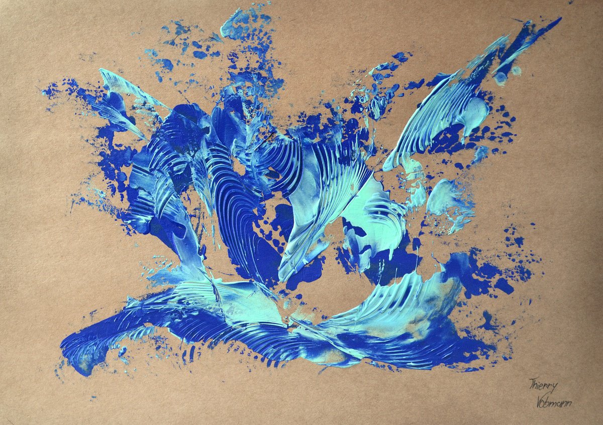 Abstract Acrylic Painting By Thierry Vobmann. Abstract ., 17 X 12", Natural Style 39, Original Artwork