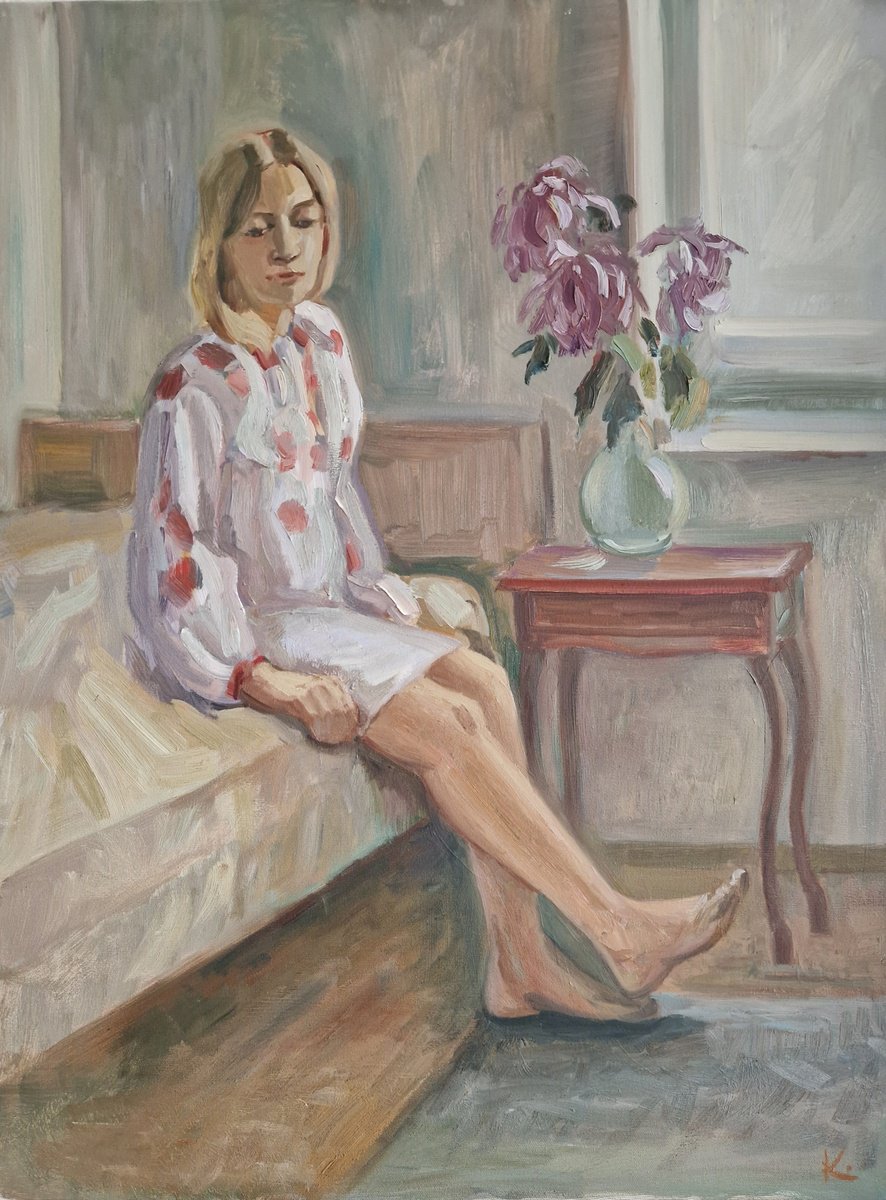 Oil portrait Lyudmila by Olena Kolotova