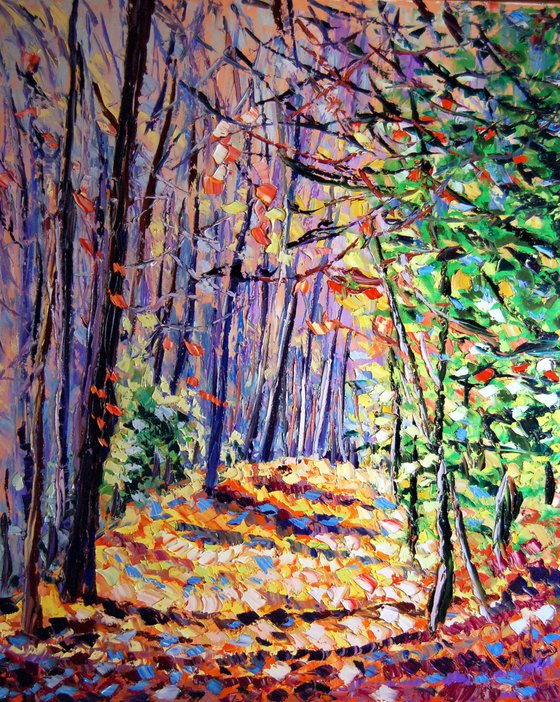 Sentiero nel bosco olio su tela 120x100