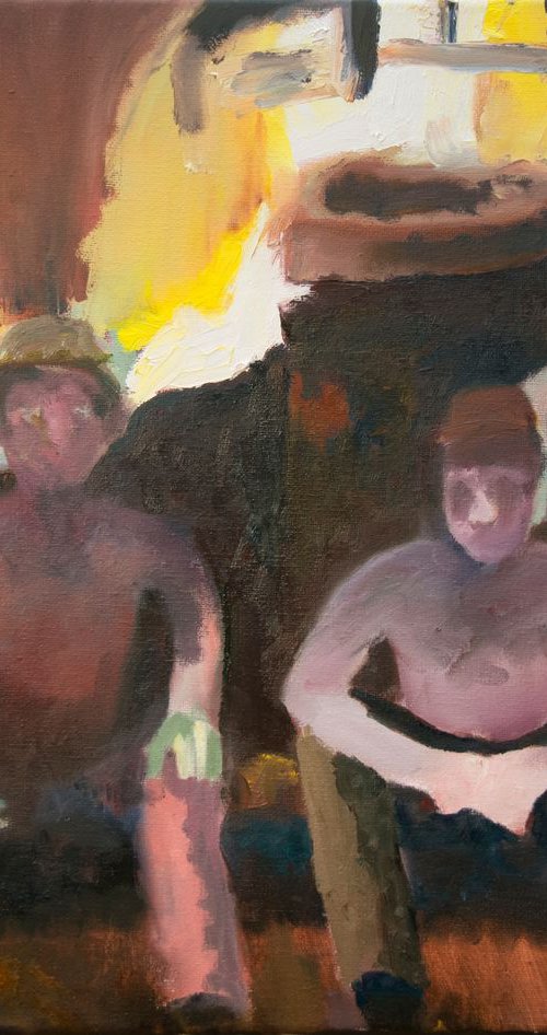 Men Of Industry 16x12 Oil O... by Ryan Louder