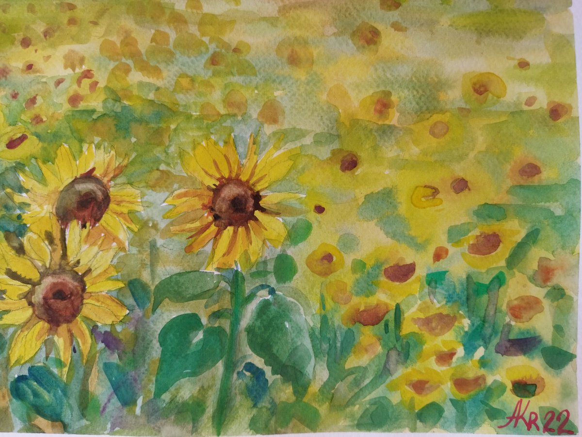 Sunflower Handmade Mini 3x3 Watercolor Book, Art Journal, Field