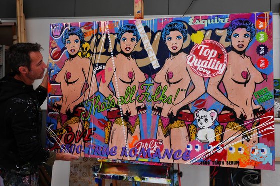 Cabaret and Cabernet 160cm x 100cm Huge Texture Urban Pop Art