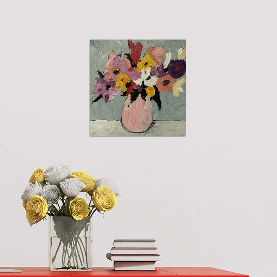 Flowers on a Gray Background