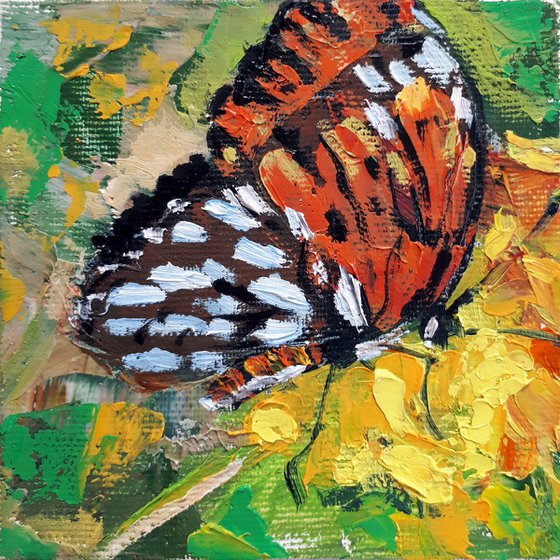 Butterfly #2 IN FRAME / FROM MY A SERIES OF MINI WORKS / ORIGINAL OIL PAINTING