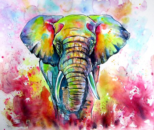 Majestic colorful elephant II by Kovács Anna Brigitta