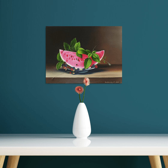 Still life- watermelon (40x30cm, oil painting, ready to hang)