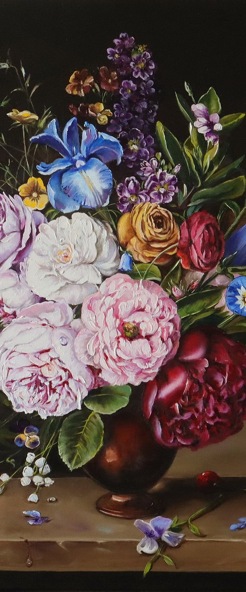 Peony, Rose, and Iris Bouquet by Natalia Shaykina