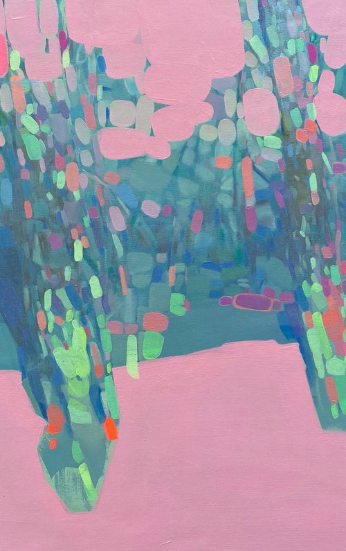 Trees in Pink, Original oil painting, Handmade artwork, One of a kind by Vahe Yeremyan